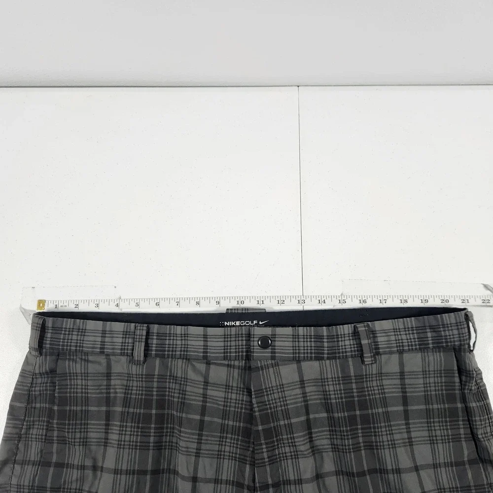 Nike Golf Dri-FIT Grey Plaid‎ Performance Shorts Mens 42 Flat Front Stretch